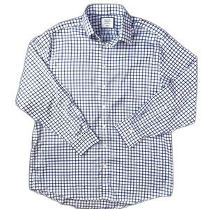 Charles Tyrwhitt Dress Shirt Men 17/35 Blue Plaid Non-Iron Classic Fit Business